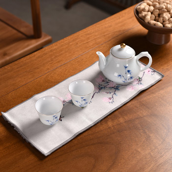 Чаена кърпа Leafs Велурена подложка за маса Кърпа за съдове Китайски салфетки за маса Червена чайна церемония Салфетки за сервиране Аксесоари за лотос
