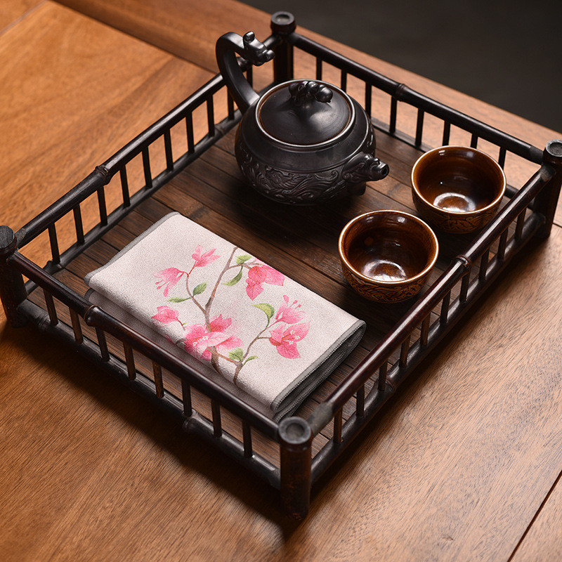 Lapas tējas dvielis Zamšādas galda paklājiņš Trauku lupata Ķīniešu galda salvetes Sarkanās tējas ceremonija Pasniegšanas salvetes Lotosa piederumi