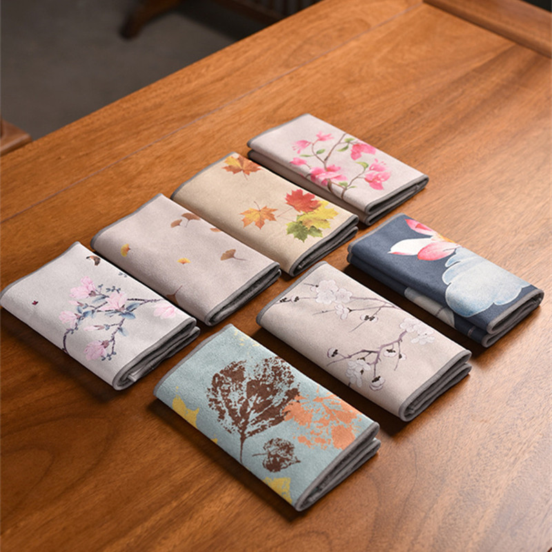 Lapas tējas dvielis Zamšādas galda paklājiņš Trauku lupata Ķīniešu galda salvetes Sarkanās tējas ceremonija Pasniegšanas salvetes Lotosa piederumi