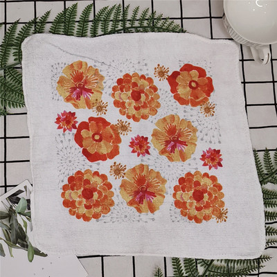 30x30 cm kvadratinių vaisių gėlių spausdinta medvilninė kilpinė sugerianti virtuvės rankšluosčio indų šluostės valymo priemonė