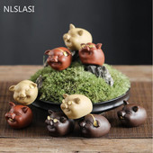 1 db Boutique Lila agyagtea kisállat dísz Szerencsés malac szobor tea Figura Teaszertartás Kiegészítők Kézzel készített kézműves termékek