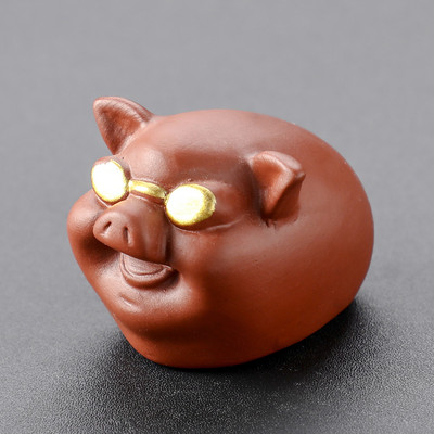 1 db Boutique Lila agyagtea kisállat dísz Szerencsés malac szobor tea Figura Teaszertartás Kiegészítők Kézzel készített kézműves termékek