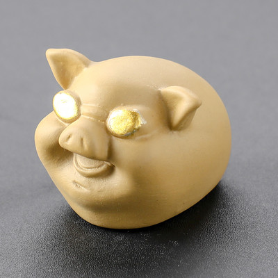 1 db Boutique Lila agyagtea kisállat dísz Szerencsés malac szobor tea Figura Teaszertartás Kiegészítők Kézzel készített kézműves termékek