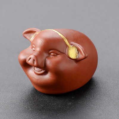 1 db Boutique Lila agyagtea kisállat dísz Szerencsés malac szobor tea Figura Teaszertartás Kiegészítők Kézzel készített kézműves termékek