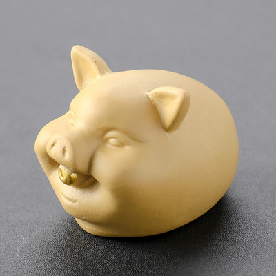 1 db Boutique Lila agyagtea kisállat dísz Szerencsés malac szobor tea Figura Teaszertartás Kiegészítők Kézzel készített kézműves termékek