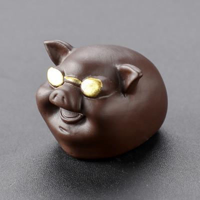 1 db Boutique Lila agyagtea kisállat dísz Szerencsés malac szobor tea Figura Teaszertartás Kiegészítők Kézzel készített kézműves termékek