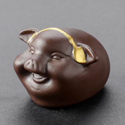 1 db Boutique Lila agyagtea kisállat dísz Szerencsés malac szobor tea Figura Teaszertartás Kiegészítők Kézzel készített kézműves termékek