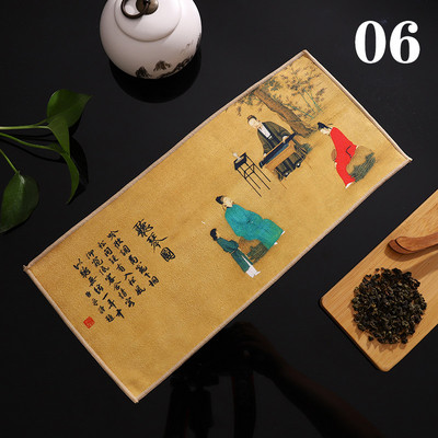 Ķīniešu krāsots biezs tējas dvielis, īpaši uzsūcošs augstas klases tējas komplekta piederumi, galda paklājiņi, profesionāla lupatu tējas salvete