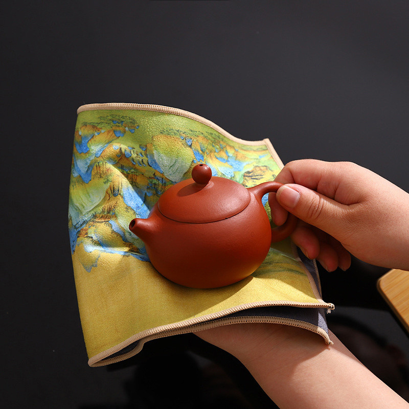 Ķīniešu krāsots biezs tējas dvielis, īpaši uzsūcošs augstas klases tējas komplekta piederumi, galda paklājiņi, profesionāla lupatu tējas salvete