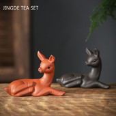 Lila agyag fawn modell szobor dekoráció butik tea kisállat díszek asztali dekoráció kézműves kínai teáskészlet tartozékok