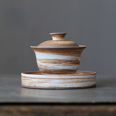 Keramikas Sancai gaiwan 130 ml tējas krūzes Vintage Zen Kung Fu dzeramā tējas tase Tējas bļoda liela tējas krūze