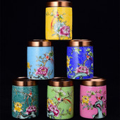 Keramikas tējas Caddy pārnēsājama emalja maza tējas kastīte Mini ceļojumu uzglabāšana Aizzīmogota kārba Mājsaimniecības tējas kannas mājas dekors