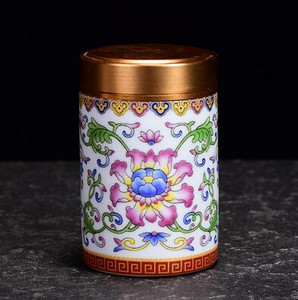 Keramikas tējas Caddy pārnēsājama emalja maza tējas kastīte Mini ceļojumu uzglabāšana Aizzīmogota kārba Mājsaimniecības tējas kannas mājas dekors