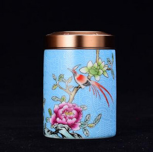 Keramikas tējas Caddy pārnēsājama emalja maza tējas kastīte Mini ceļojumu uzglabāšana Aizzīmogota kārba Mājsaimniecības tējas kannas mājas dekors