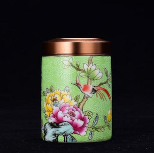 Keramikas tējas Caddy pārnēsājama emalja maza tējas kastīte Mini ceļojumu uzglabāšana Aizzīmogota kārba Mājsaimniecības tējas kannas mājas dekors