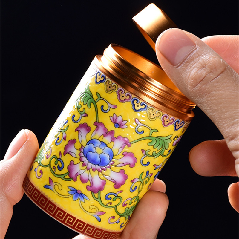 Keramikas tējas Caddy pārnēsājama emalja maza tējas kastīte Mini ceļojumu uzglabāšana Aizzīmogota kārba Mājsaimniecības tējas kannas mājas dekors