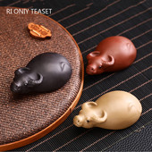 Radošs purpura māla tējas mājdzīvnieks Maza bifeļa statuja Rotājumi Roku darbs Skulptūra Amatniecība Mājas tējas servīzes dekorēšana Dārza Bonsai māksla