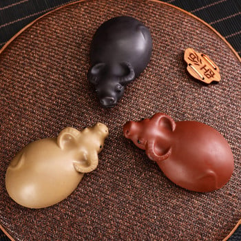 Creative Purple Clay Tea pet Μικρά στολίδια με άγαλμα βουβάλου Χειροποίητα χειροτεχνία γλυπτικής για το σπίτι Σετ τσαγιού Διακόσμηση Κήπος Τέχνη μπονσάι