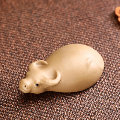 Radošs purpura māla tējas mājdzīvnieks Maza bifeļa statuja Rotājumi Roku darbs Skulptūra Amatniecība Mājas tējas servīzes dekorēšana Dārza Bonsai māksla