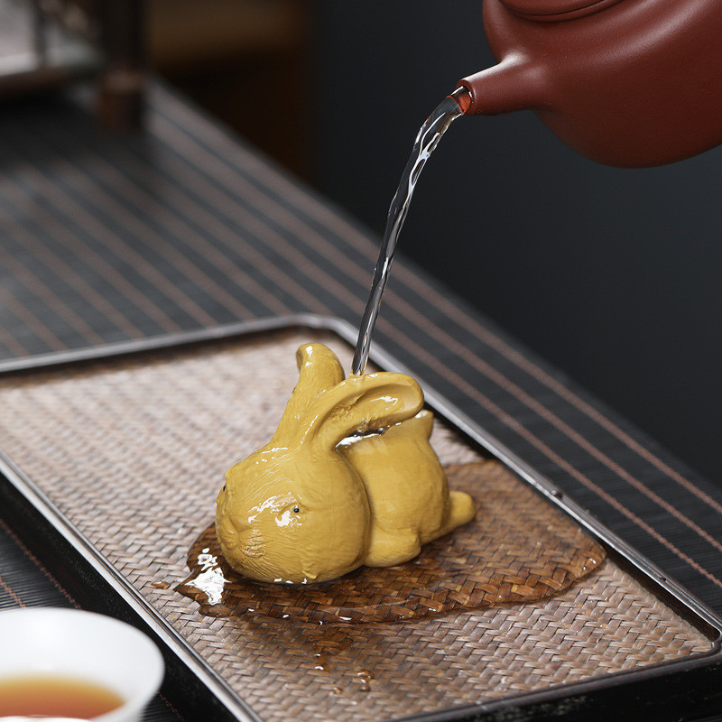 Boutique Cute, mazs trusis, ar rokām gatavota tēja, mājdzīvnieku dekorācija purpursarkanā māla tējas komplekta piederumi, radošs tējas galda ornaments, roku darbs