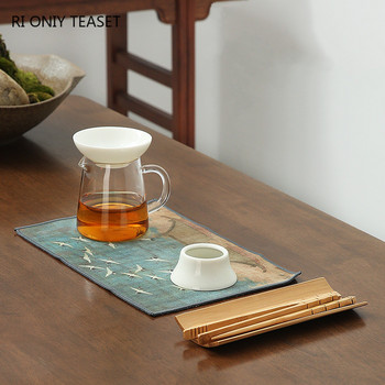 Китайски рисувани удебелени кърпи за чай Плюшена имитация на еленова кожа Абсорбиращ парцал Маса Меки почистващи салфетки за чай Аксесоари за чай