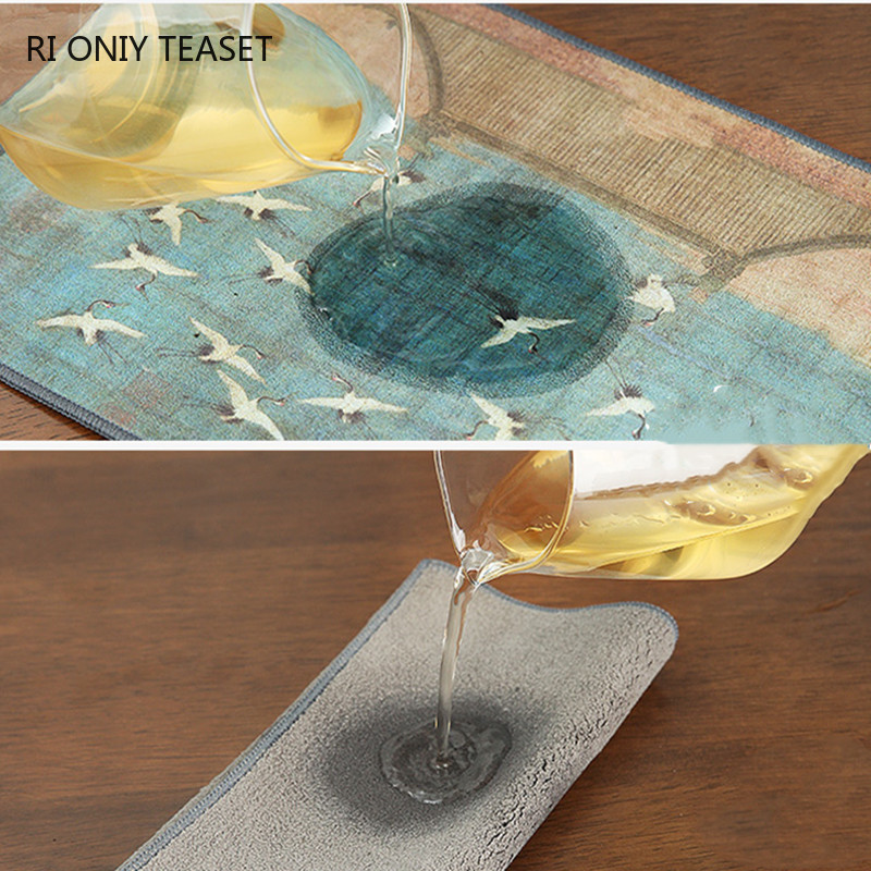 Ķīniešu krāsots sabiezināts tējas dvielis plīša imitācija briežu ādas absorbējošs lupatu galds mīksts tīrīšanas tējas salvetes auduma tējas piederumi