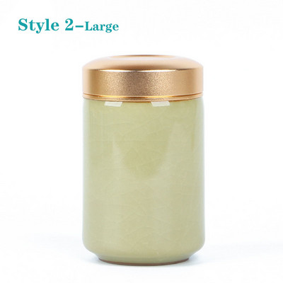 Mini tea kerámia tárolóedények Celadon fém fedelű lezárt hengeres tartály tea, gabonafélék, szárazáru, cukorka stb. tárolására.