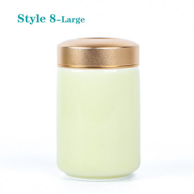Mini tea kerámia tárolóedények Celadon fém fedelű lezárt hengeres tartály tea, gabonafélék, szárazáru, cukorka stb. tárolására.