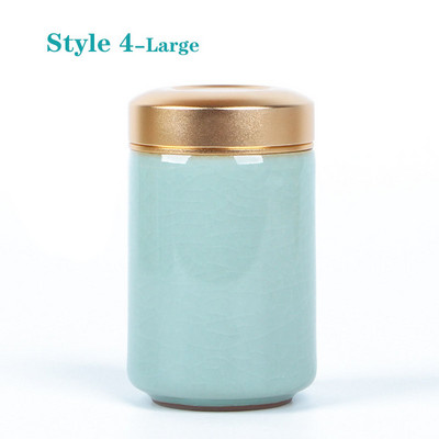 Mini tea kerámia tárolóedények Celadon fém fedelű lezárt hengeres tartály tea, gabonafélék, szárazáru, cukorka stb. tárolására.