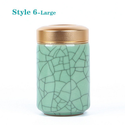 Mini tea kerámia tárolóedények Celadon fém fedelű lezárt hengeres tartály tea, gabonafélék, szárazáru, cukorka stb. tárolására.