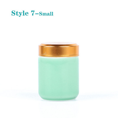 Mini tea kerámia tárolóedények Celadon fém fedelű lezárt hengeres tartály tea, gabonafélék, szárazáru, cukorka stb. tárolására.