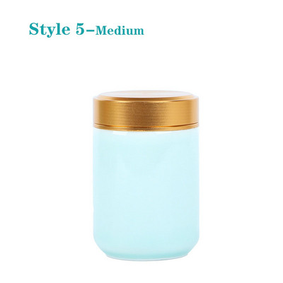 Mini tea kerámia tárolóedények Celadon fém fedelű lezárt hengeres tartály tea, gabonafélék, szárazáru, cukorka stb. tárolására.