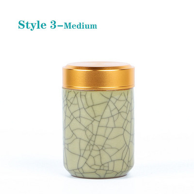 Mini tea kerámia tárolóedények Celadon fém fedelű lezárt hengeres tartály tea, gabonafélék, szárazáru, cukorka stb. tárolására.