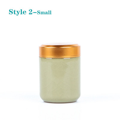 Mini tea kerámia tárolóedények Celadon fém fedelű lezárt hengeres tartály tea, gabonafélék, szárazáru, cukorka stb. tárolására.
