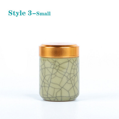 Mini tea kerámia tárolóedények Celadon fém fedelű lezárt hengeres tartály tea, gabonafélék, szárazáru, cukorka stb. tárolására.