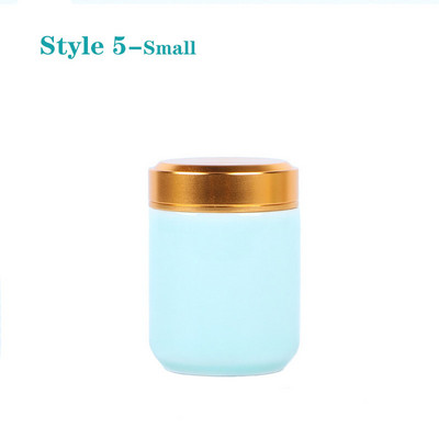 Mini tea kerámia tárolóedények Celadon fém fedelű lezárt hengeres tartály tea, gabonafélék, szárazáru, cukorka stb. tárolására.