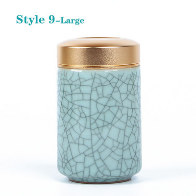 Mini tea kerámia tárolóedények Celadon fém fedelű lezárt hengeres tartály tea, gabonafélék, szárazáru, cukorka stb. tárolására.