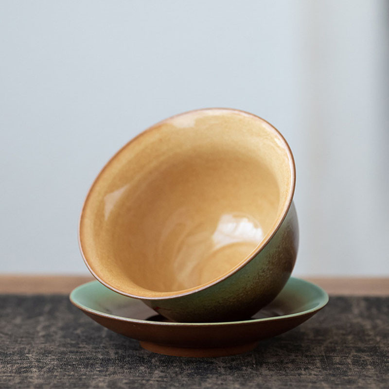 Porcelāna Sancai Kungfu tējas tase Tēja Tureen Tējas krūze un apakštase Dzeršanas piederumi Retro malka Gaiwan 180ml