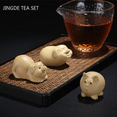 1 БР. Мини върхове на пръстите Лилава глина Чай Домашен любимец Ръчно изработена сладка статуя на прасе Статуя на животно Чаена фигурка Орнаменти Бутикова декорация на чай Занаяти