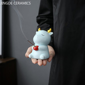 Szép kerámia tea kisállat fawn modell asztali dísz, kézzel készített szobor kézműves teásasztal dekoráció kreatív teáskészlet kiegészítők