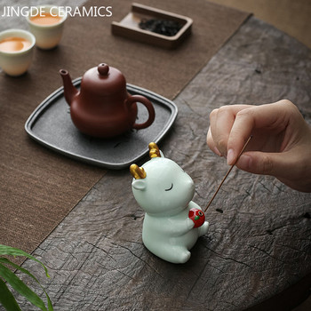 Прекрасен керамичен чай Pet Fawn Модел на настолен орнамент Ръчно изработена скулптура Занаяти Декорация на чаена маса Творчески аксесоари за чай