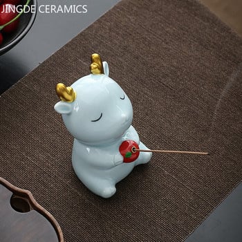 Lovely Ceramic Tea Pet Fawn Μοντέλο Επιτραπέζιο Στολίδι Χειροποίητα Γλυπτικά Χειροτεχνήματα Διακόσμηση τραπεζιού τσαγιού Δημιουργικά αξεσουάρ για τσάι