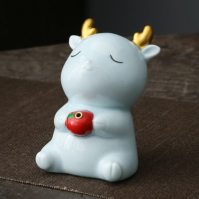 Szép kerámia tea kisállat fawn modell asztali dísz, kézzel készített szobor kézműves teásasztal dekoráció kreatív teáskészlet kiegészítők