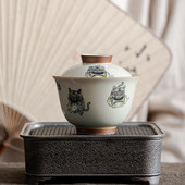 Stílusos Tea Te Juego Ceremony Tea De Travel Prémium kínai teáskészlet Retro Fu Kiegészítők Kerámia Luxus Gaiwan Kung
