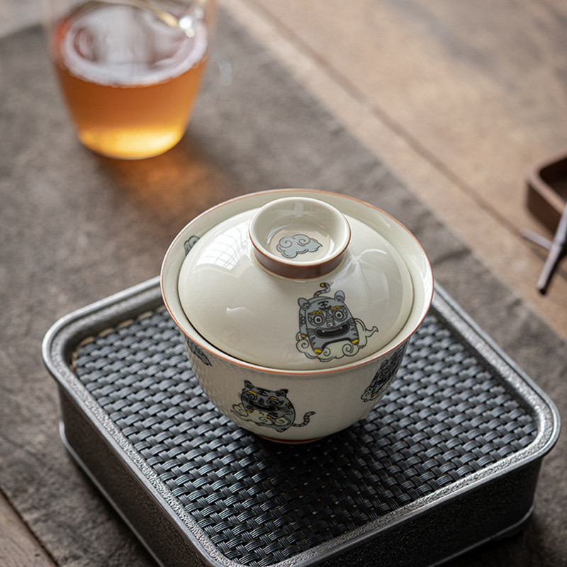 Stílusos Tea Te Juego Ceremony Tea De Travel Prémium kínai teáskészlet Retro Fu Kiegészítők Kerámia Luxus Gaiwan Kung