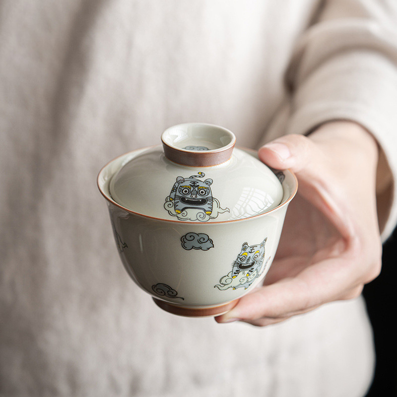 Stílusos Tea Te Juego Ceremony Tea De Travel Prémium kínai teáskészlet Retro Fu Kiegészítők Kerámia Luxus Gaiwan Kung