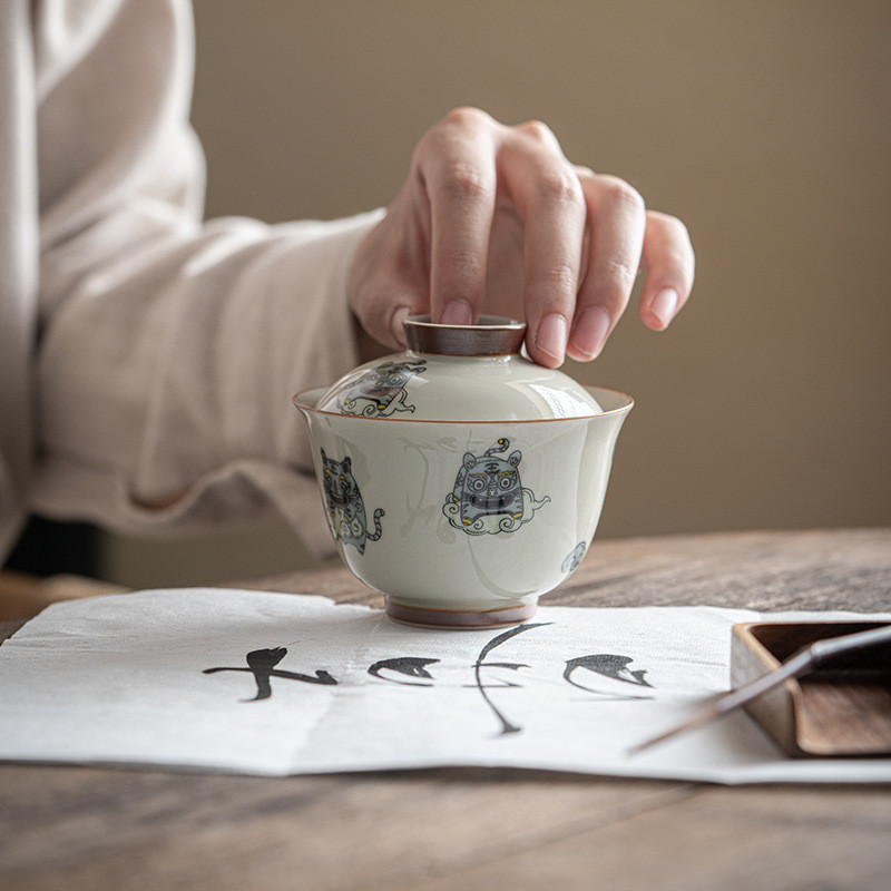 Stílusos Tea Te Juego Ceremony Tea De Travel Prémium kínai teáskészlet Retro Fu Kiegészítők Kerámia Luxus Gaiwan Kung