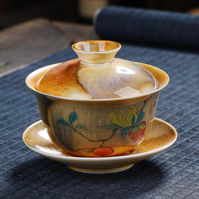 Qingshui tűzifa kerámia kézzel festett díszletminta Sancai Gaiwan Kungfu teástál infuser teáscsésze konyhai edény