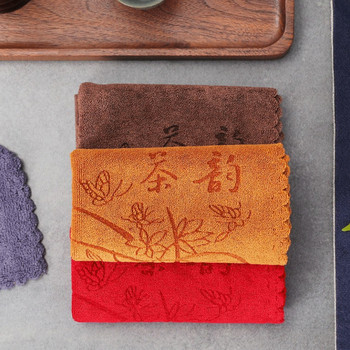 Китайски печатни салфетки за маса Водопоглъщаща кухненска кърпа за чай Екологична купа Чайник Почистваща кърпа Аксесоари за чаена церемония
