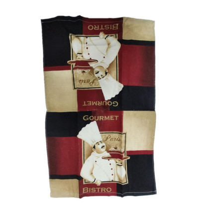 1 db 38x63cm, 6 szín, színes nyomtatott pamut konyhai mosogatórongy konyharuhás parti ajándék